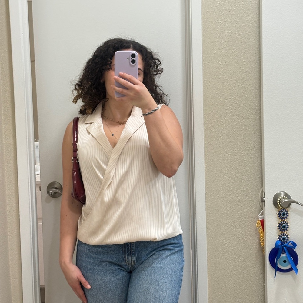 Elegant Cream Sleeveless Blouse